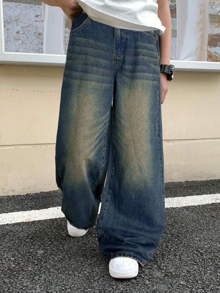 Men’s Green Baggy Fit Denim Jeans
