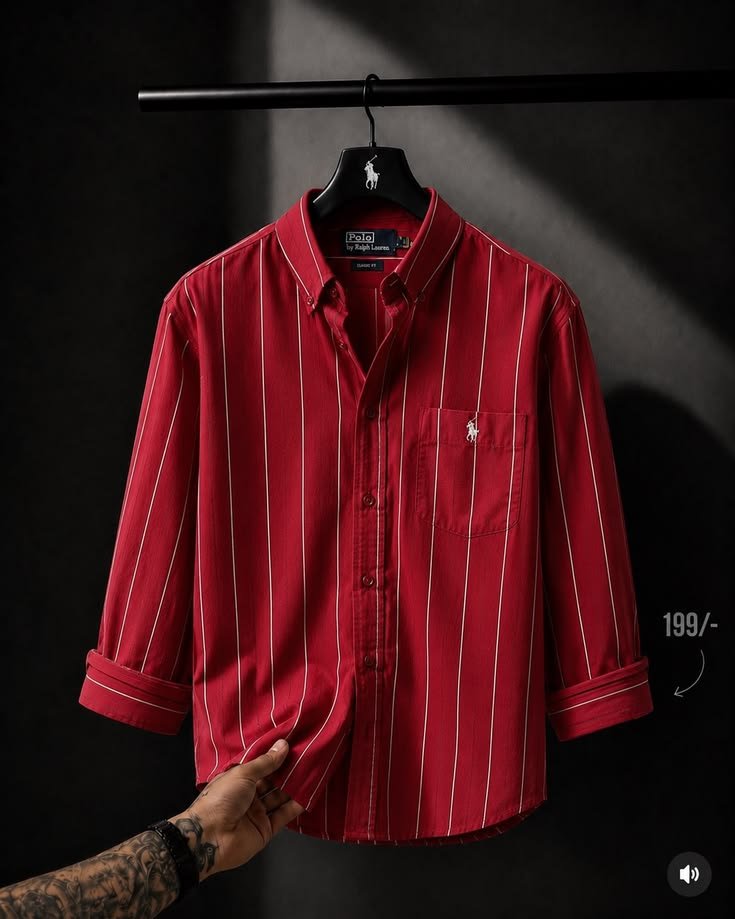 Men’s Maroon Striped Casual Shirt