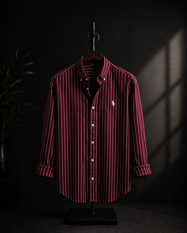 Men’s Red Striped Casual Shirt