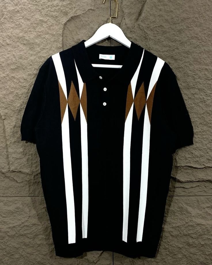Men’s Black Retro Stripe Polo Shirt