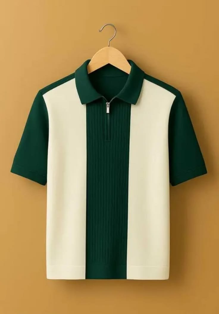 Men’s  green & White Hollow Knit Polo Shirt